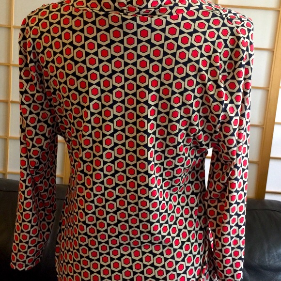 Alfani Chic Rusch Knit Red White Blue Knit Top PM - Picture 3 of 11